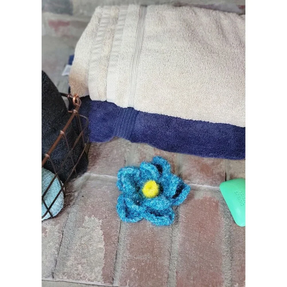 Aqua and yellow flower scrubby